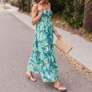 Mara Hoffman Bustier Leaf Linen Print Midi Dress 4 RARE